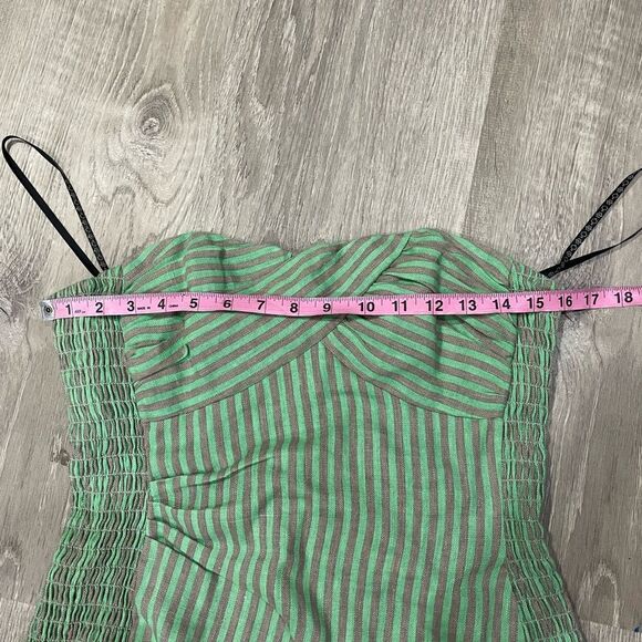NANETTE LEPORE Green Striped TRELLIS Bustier Corset Top w/ Back Zip Size 6 - Picture 7 of 8